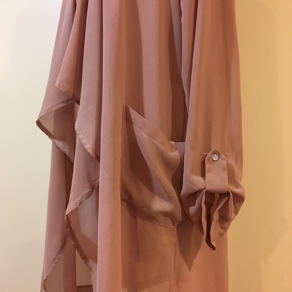 Chiffon Waterfall Lapel Rolled Sleeve Cardigan - Picture 4 of 5